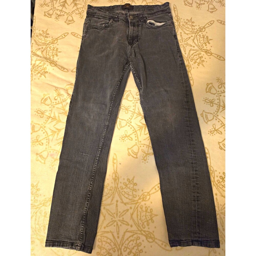 Copper & Oak Men's Black Gray Stretch Jeans Straight Leg 30x26 Faded Wash